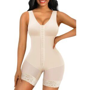 Women's Tummy Control Shapewear Postpartum Body Shaper Lifter Beige Bodysuit